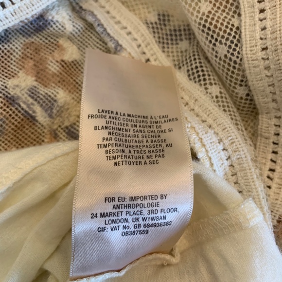 Anthropologie mesh top Y2K sheer Ivory Anja Floral Blouse Boho Lace Crochet XS - Picture 15 of 16